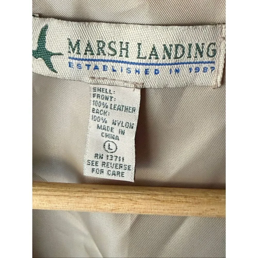 Marsh Landing Beige Leather Vest Womens Size 0 Button Front